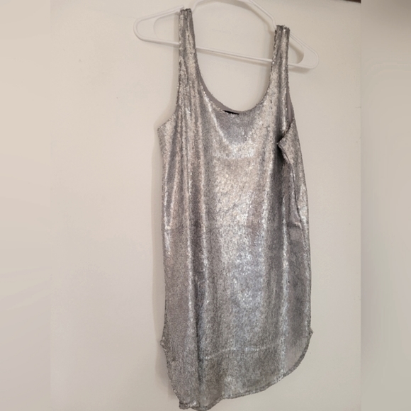 3/30$ Zara 2010s Silver Sequin Shift Dress Size M - Picture 4 of 4